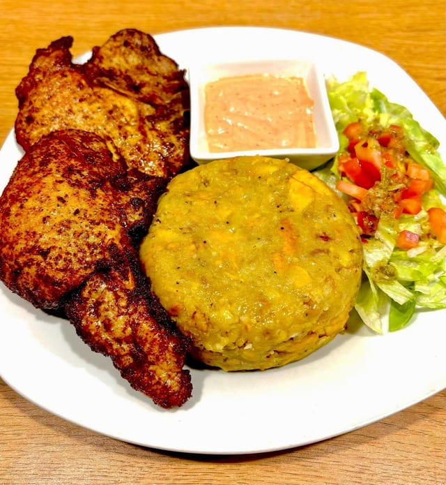 Mofongo + Fried Pork Chops.