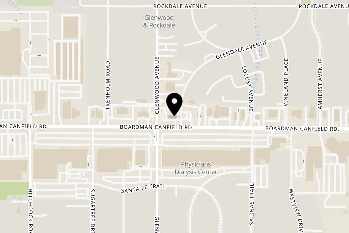 Map showing the location of Red Rican Boardman on 270 Boardman-Canfield Rd in Boardman